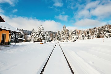 Image showing Old railway station in winter