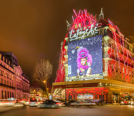 Image showing Galleries Lafayette in a Winter Night in Paris