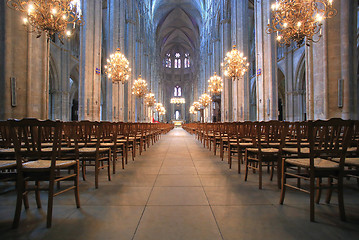 Image showing The Beautiful Nave of Cathedral Saint-Etienne in Bourges