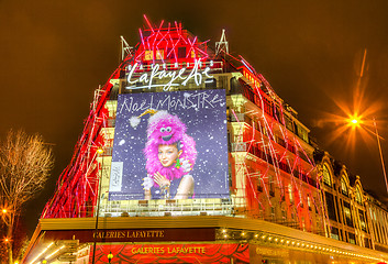 Image showing Galleries Lafayette in a Winter Night in Paris