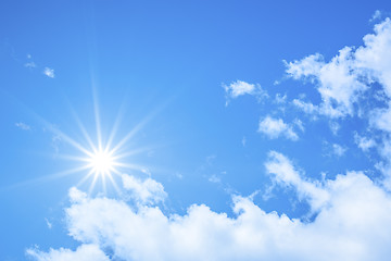 Image showing blue sky background with the bright sun