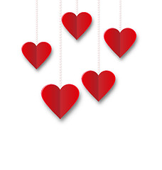 Image showing Background of hearts hanging on strings - Valentine s Day