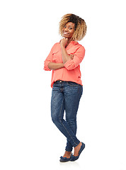 Image showing happy african american young woman over white