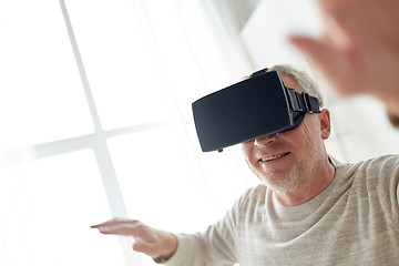 Image showing old man in virtual reality headset or 3d glasses