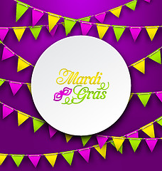 Image showing Mardi Gras Traditional Card, Bunting Background