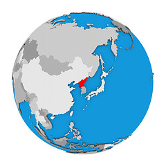 Image showing North Korea on globe