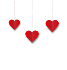 Image showing Background of hearts hanging on strings - Valentine s Day