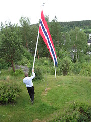Image showing Raising the flag