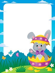 Image showing Frame with Easter bunny in eggshell