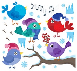 Image showing Winter birds theme set 1