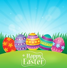 Image showing Happy Easter theme with decorated eggs