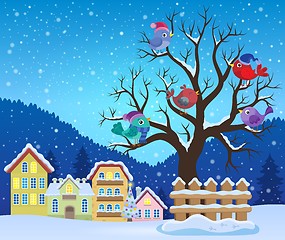 Image showing Winter tree with birds theme image 3