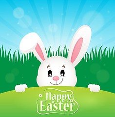 Image showing Happy Easter theme with lurking bunny