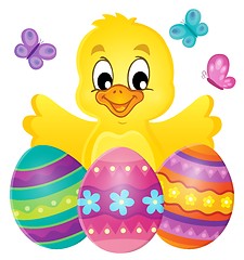 Image showing Chicken with Easter eggs theme image 1