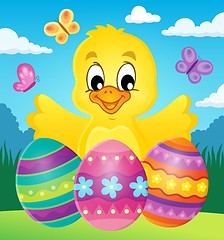 Image showing Chicken with Easter eggs theme image 2