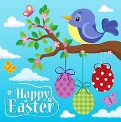 Image showing Happy Easter theme with bird and eggs 1