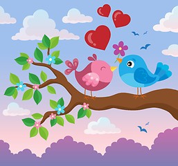 Image showing Valentine birds on branch theme 2