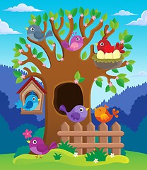Image showing Tree with stylized birds theme image 2