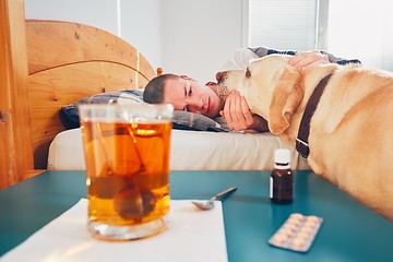 Image showing Sick man in bed