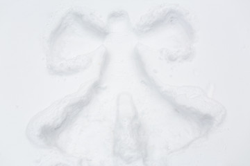 Image showing angel silhouette or print on snow surface