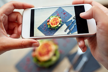 Image showing hands with smartphone photographing food