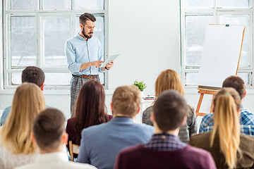 Image showing Speaker at Business Meeting in the conference hall.