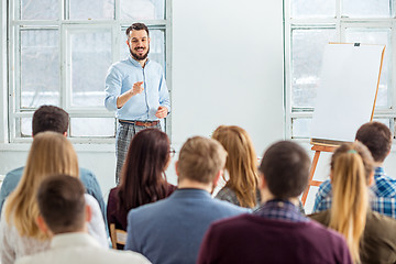 Image showing Speaker at Business Meeting in the conference hall.