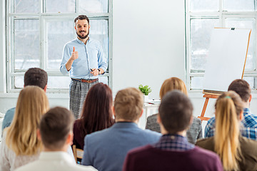 Image showing Speaker at Business Meeting in the conference hall.