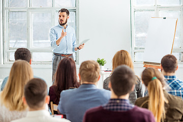 Image showing Speaker at Business Meeting in the conference hall.