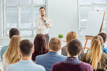 Image showing Speaker at Business Meeting in the conference hall.