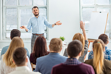 Image showing Speaker at Business Meeting in the conference hall.