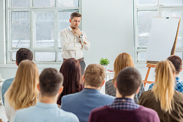 Image showing Speaker at Business Meeting in the conference hall.