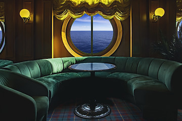 Image showing Lounge on a cruise ship, with tables and armchair