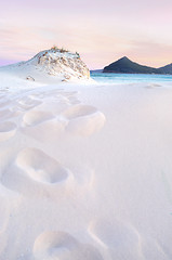 Image showing Sunset across the sand dunes