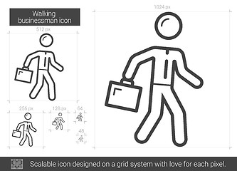 Image showing Walking businessman line icon.