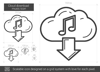 Image showing Cloud download music line icon.