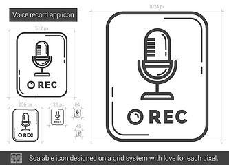 Image showing Voice record app line icon.