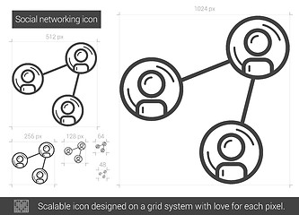 Image showing Social networking line icon.