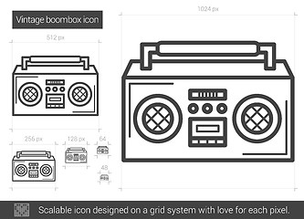 Image showing Vintage boombox line icon.