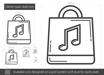 Image showing Online music store line icon.