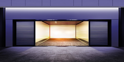 Image showing modern empty garage at night