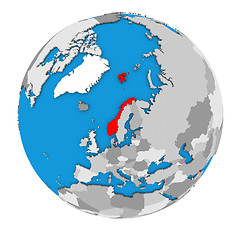 Image showing Norway on globe