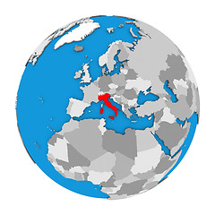 Image showing Italy on globe