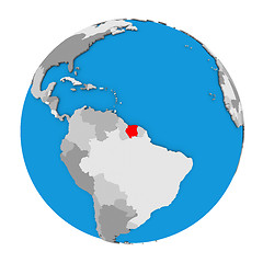 Image showing Suriname on globe