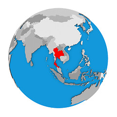 Image showing Thailand on globe