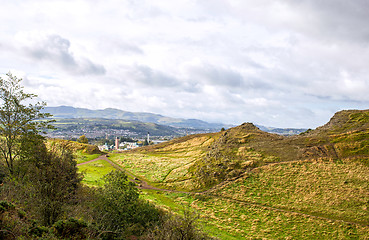 Image showing Holyrood park and Edinburgh city, Scotland