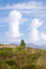 Image showing Two strange clouds, Val di Scalve, Italy