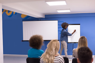 Image showing Black woman Speaker Seminar Corporate Business Meeting Concept