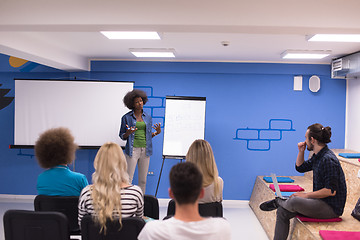 Image showing Black woman Speaker Seminar Corporate Business Meeting Concept