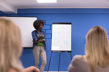 Image showing Black woman Speaker Seminar Corporate Business Meeting Concept